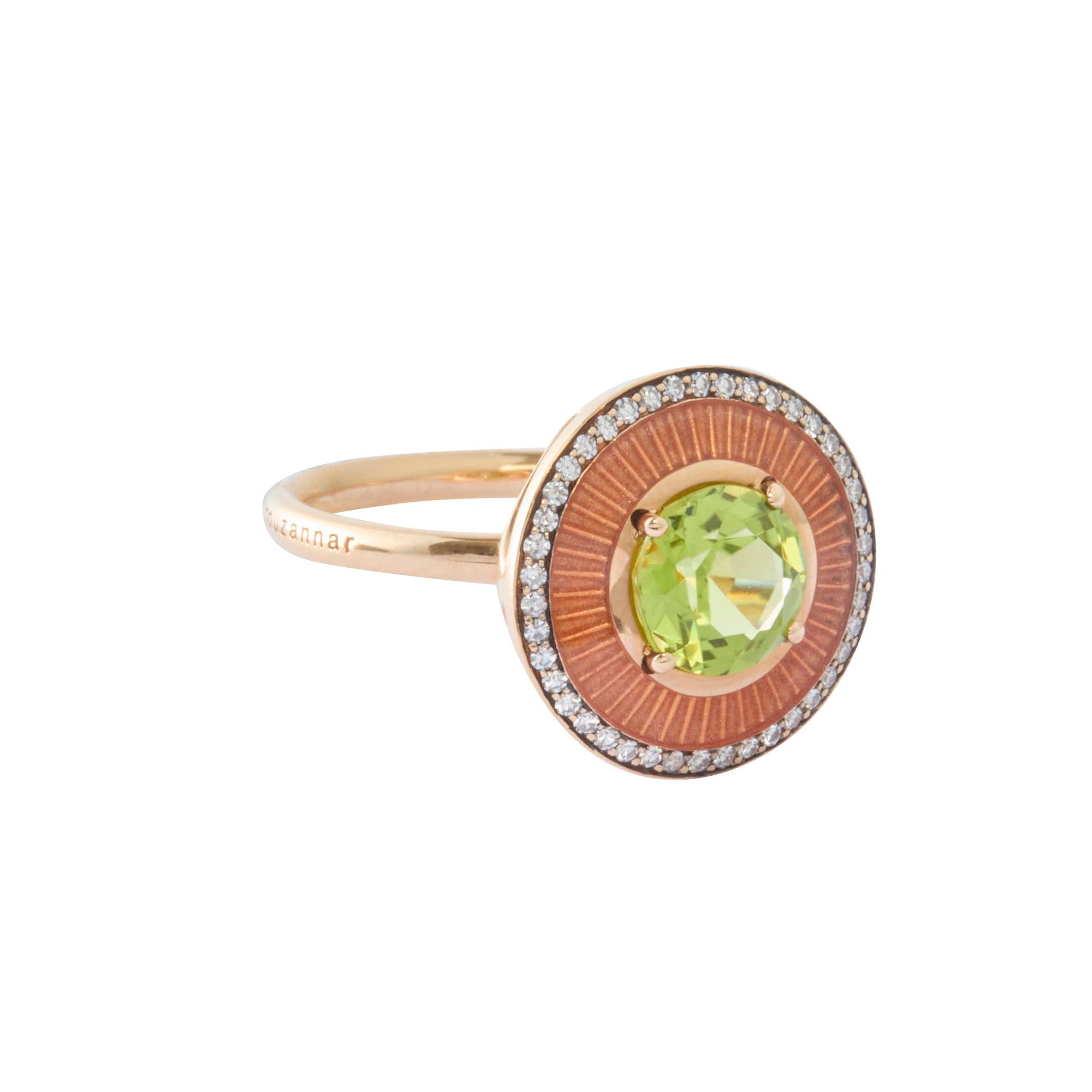 Mina Ring with Diamond, Peridot and Orange Enamel