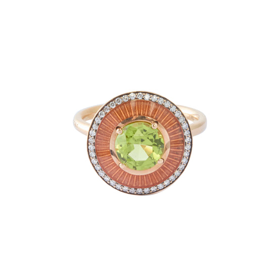 Mina Ring with Diamond, Peridot and Orange Enamel - Main Img