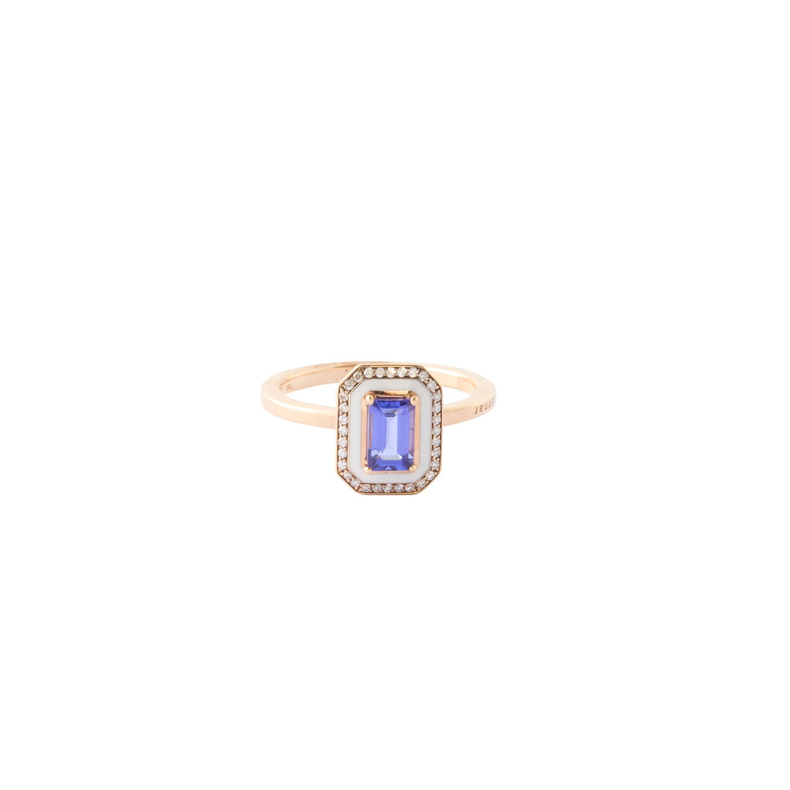 Mina Ring - Morganite and Navy Blue Enamel