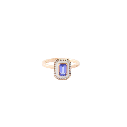 Mina Ring - Morganite and Navy Blue Enamel - Main Img