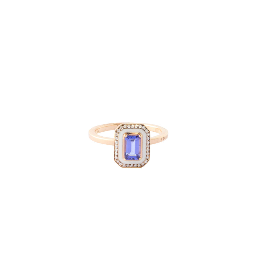 Mina Ring - Morganite and Navy Blue Enamel