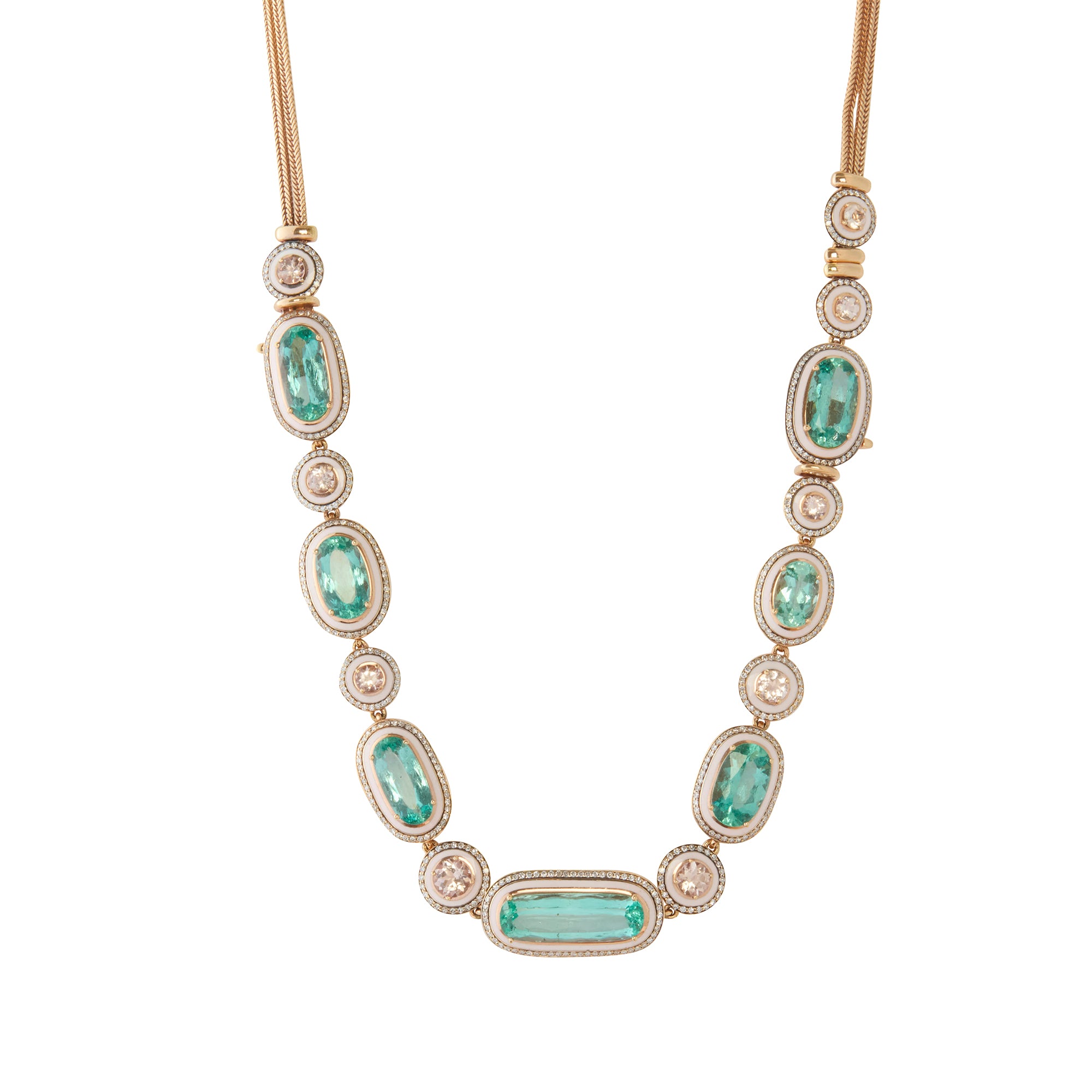 Diamond Morganite and Beryl Mina Necklace