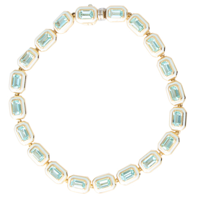 Mina Bracelet with Blue Tourmaline and Ivory Enamel