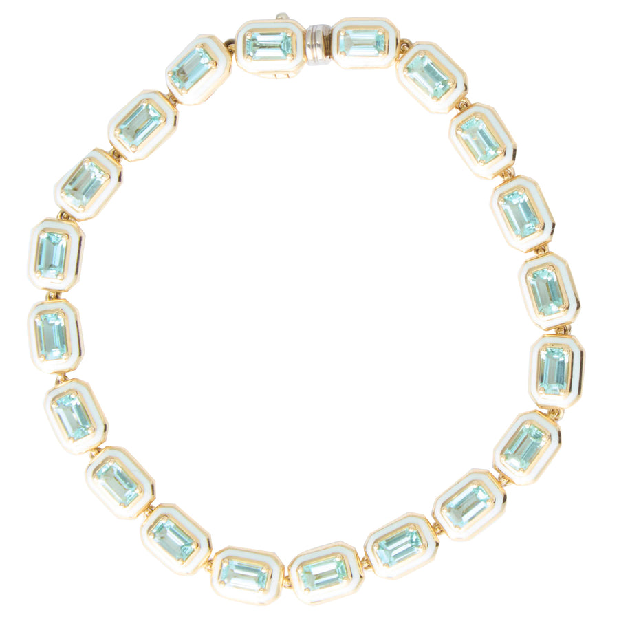 Mina Bracelet with Blue Tourmaline and Ivory Enamel
