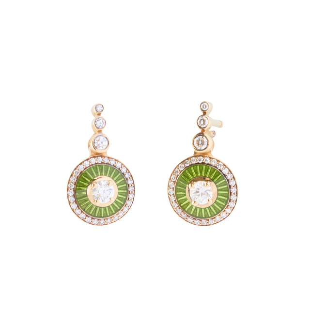 Green Enamel Set Earrings