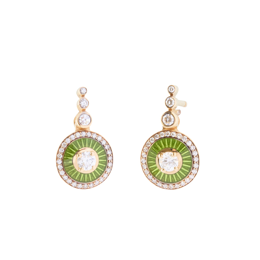 Green Enamel Set Earrings