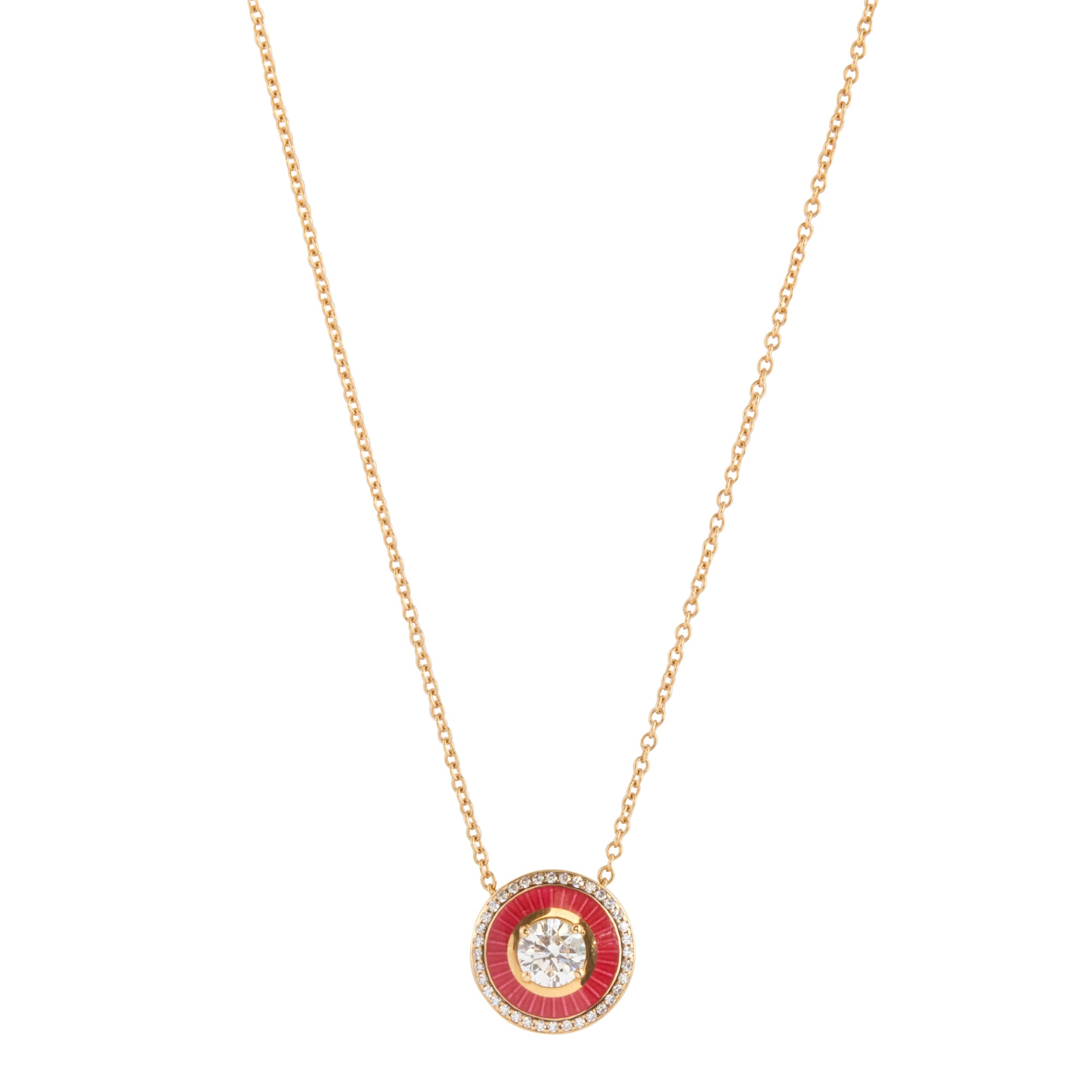 Diamond Red Enamel Mina Necklace