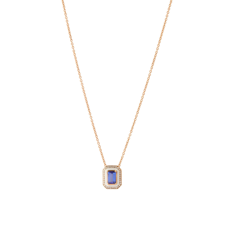 Pendant Necklace - Tanzanite and Ivory Enamel