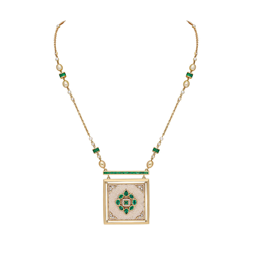 Bombay Pendant Necklace - Emerald and Diamond