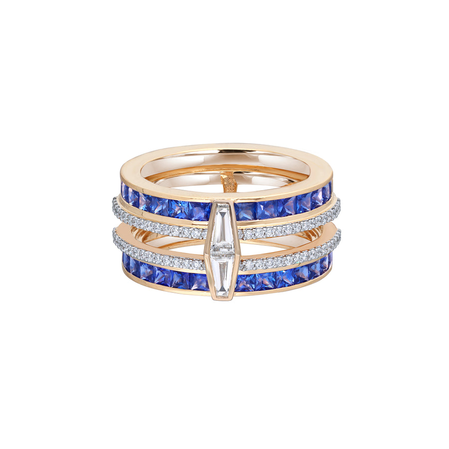 Moksh Blue Sapphire Kyoto Band Ring, front view