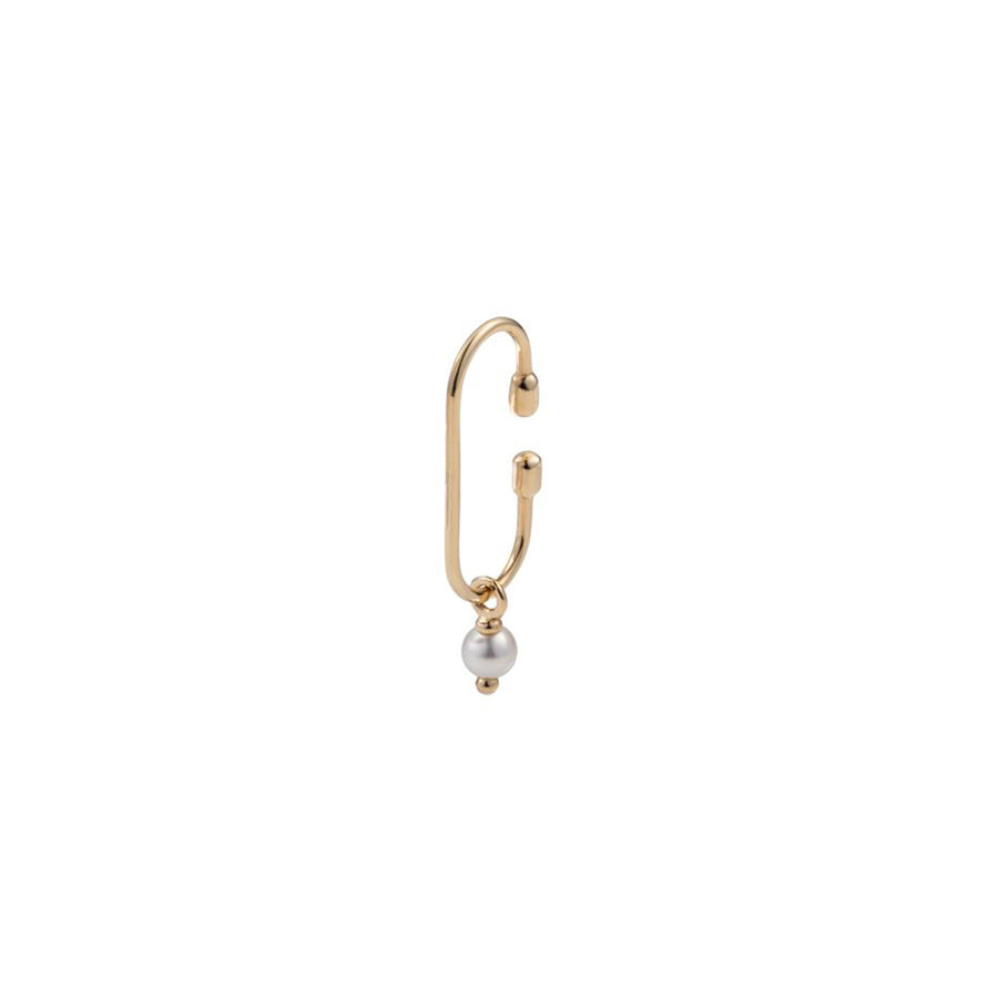 Hirotaka Small Pearl Joan Miro Ear Cuff - Earrings - Broken English Jewelry front angled view