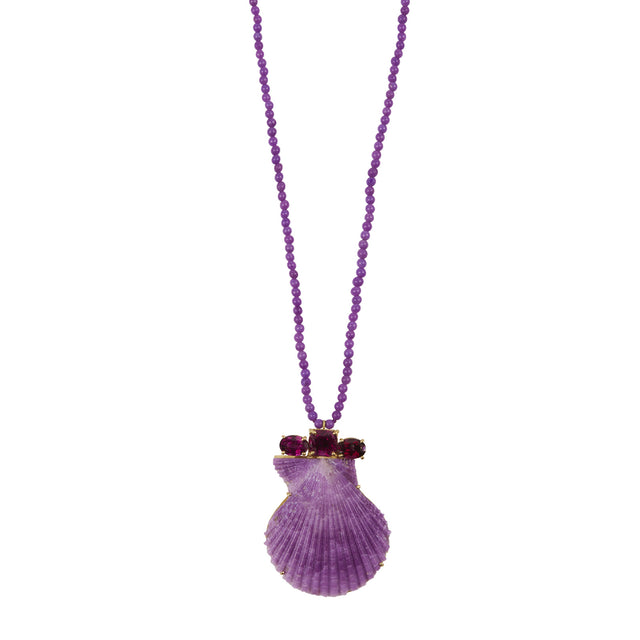 Garnet and Phosphosiderite Bead Shell Necklace