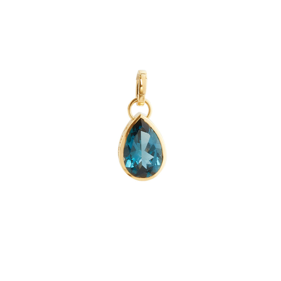 Foundrae Small Forever and Always a Pair Pear Pendant - Blue Topaz - Charms & Pendants - Broken English Jewelry front view