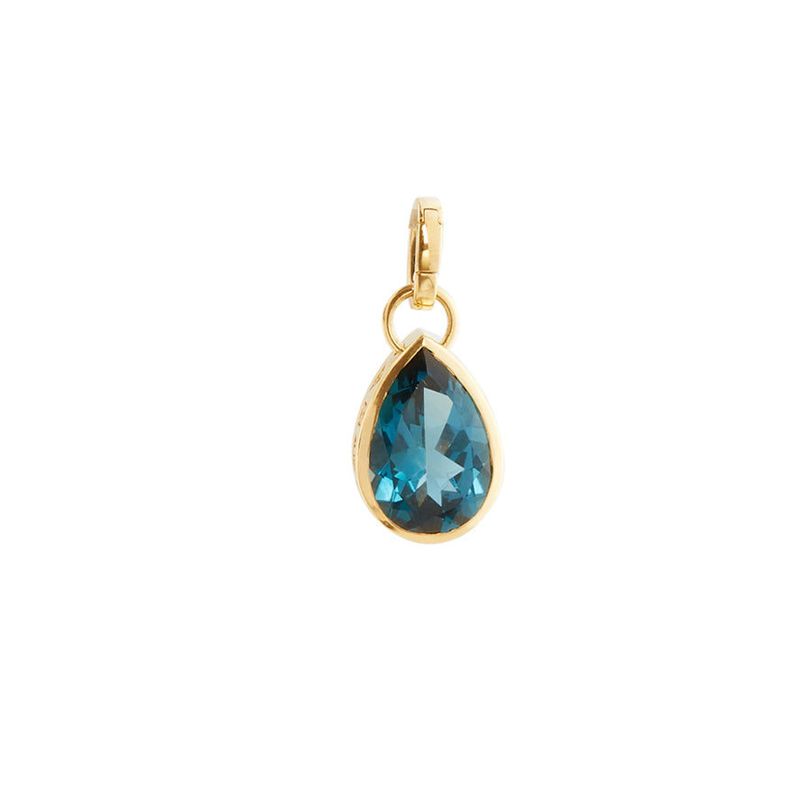 Foundrae Medium Forever and Always a Pair Pear Pendant - Blue Topaz - Charms & Pendants - Broken English Jewelry front view