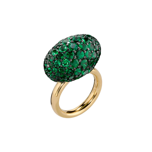 Pave Tsavorite Garnet Tau Ring