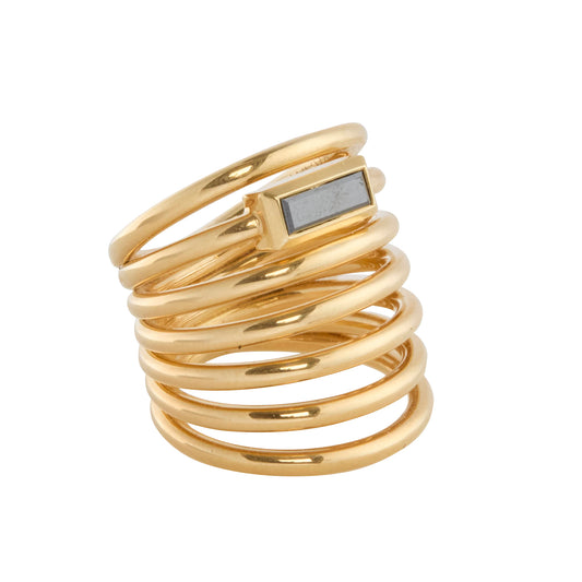 Baguette Cut Black Diamond Helics VII Ring