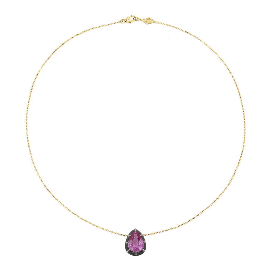 Fred Leighton Collet Pear-Shaped Necklace - Pink Sapphire - Necklaces - Broken English Jewelry top view