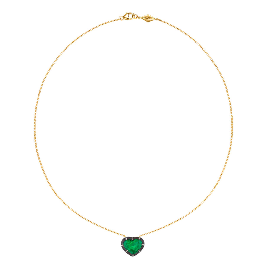 Fred Leighton Collet Heart-Shaped Necklace - Emerald - Necklaces - Broken English Jewelry top view