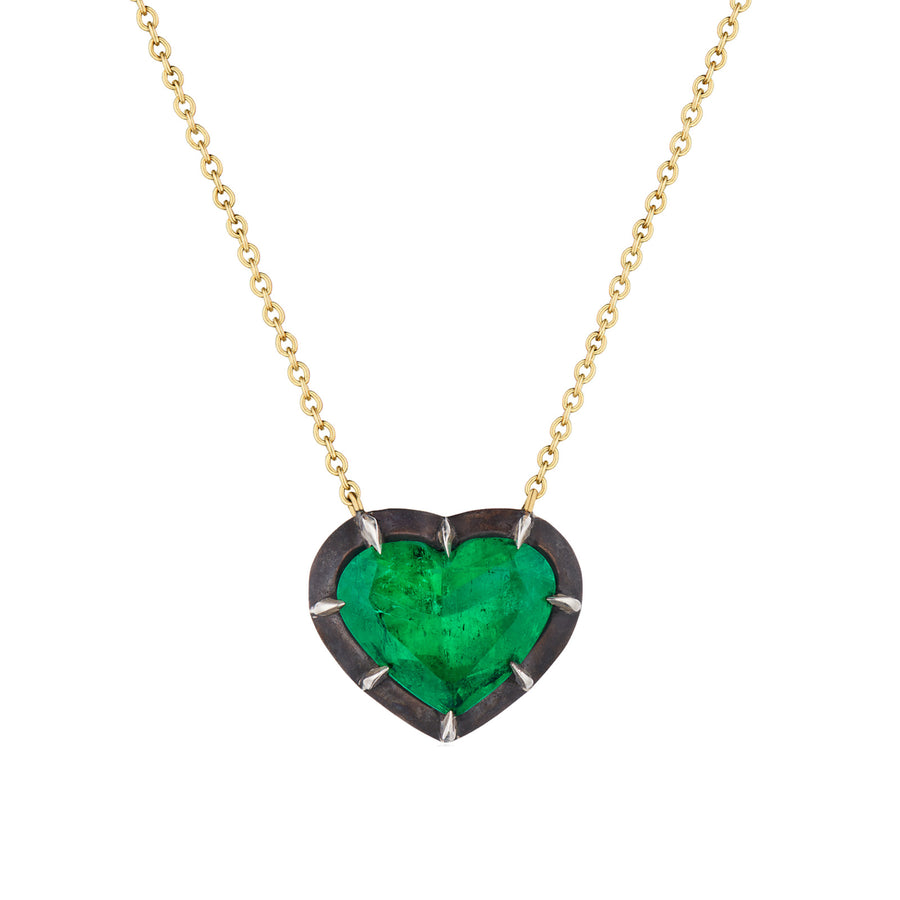 Fred Leighton Collet Heart-Shaped Necklace - Emerald - Necklaces - Broken English Jewelry detail