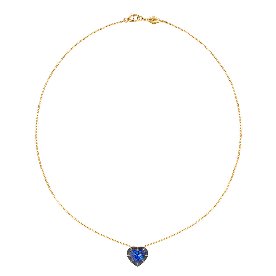 Fred Leighton Collet Heart-Shaped Necklace - Blue Sapphire - Necklaces - Broken English Jewelry top view