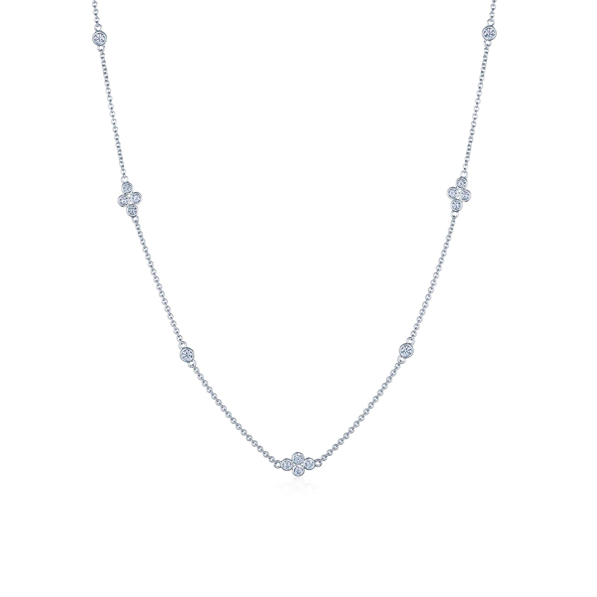 Diamond Strings Quads Necklace in White Gold