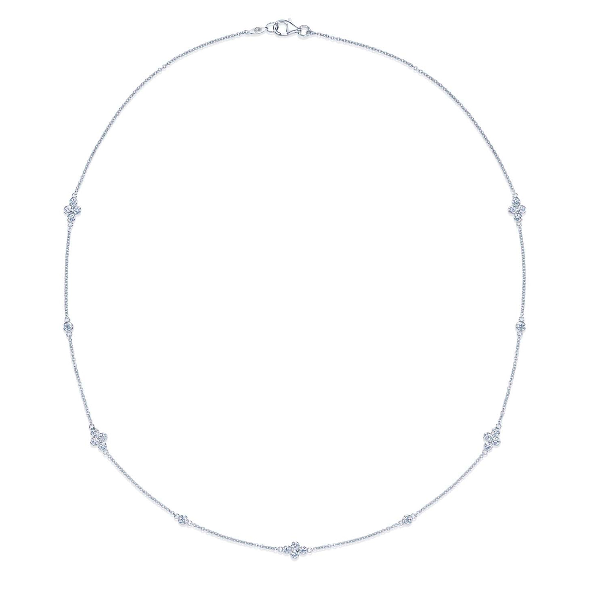 Diamond Strings Quads Necklace in White Gold
