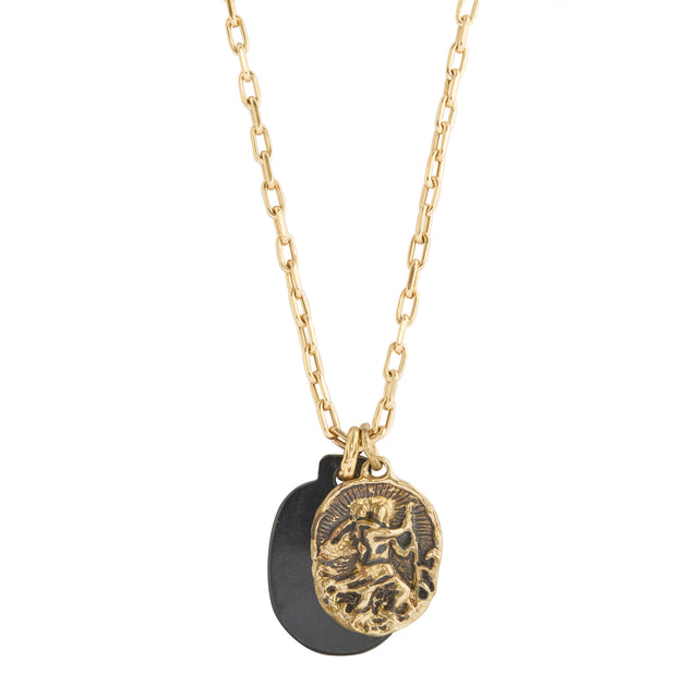 Black Jade Saint Christopher Medal on Chain