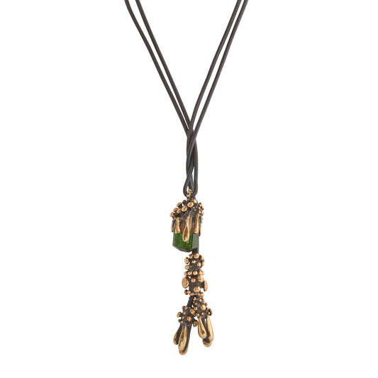 Short Tourmaline Pendant on Leather Cord - Main Img
