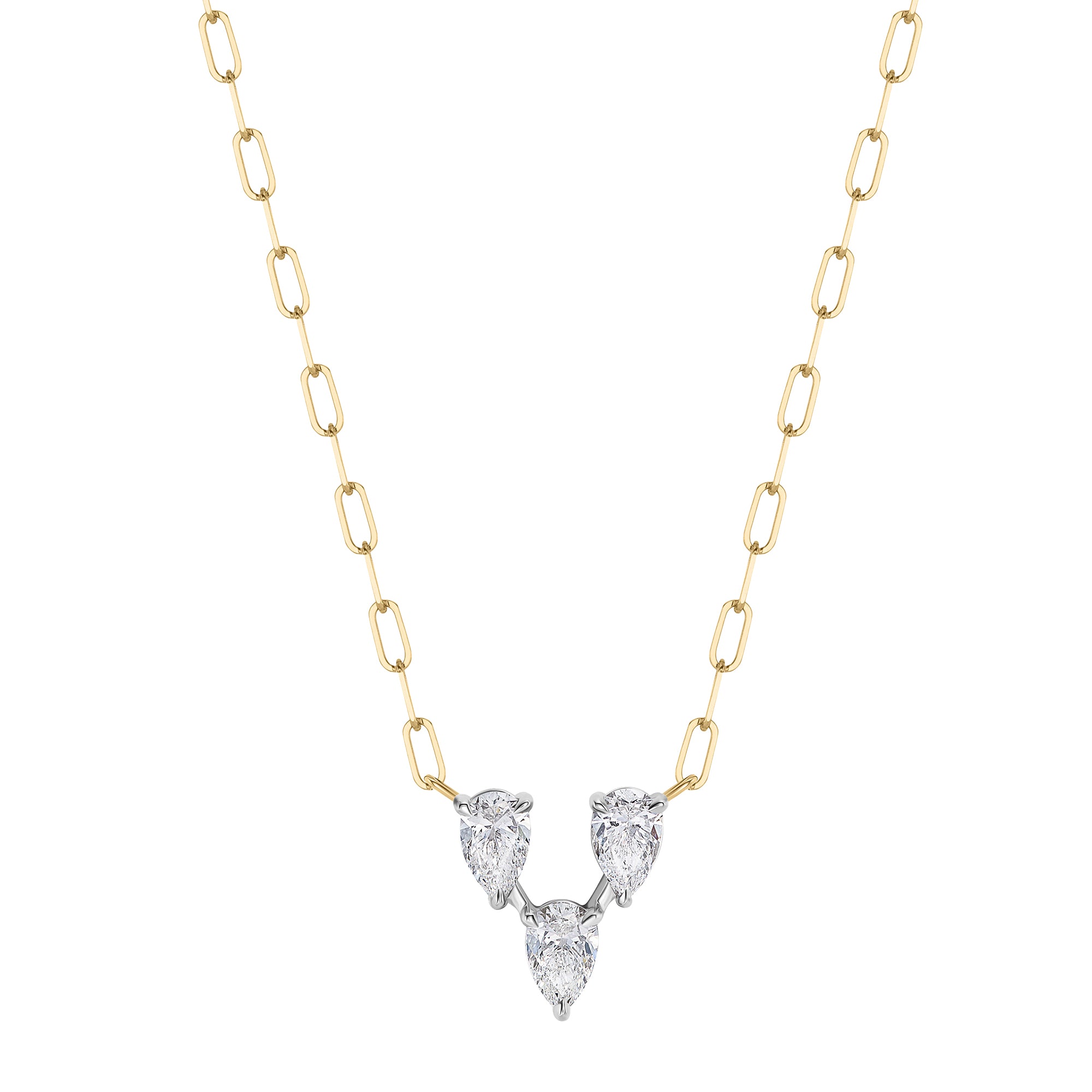 Pear Shape Diamond V-Necklace