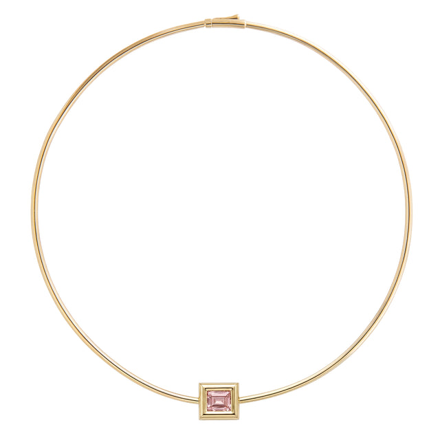 Emerald Shape Pink Stone Satine Collar