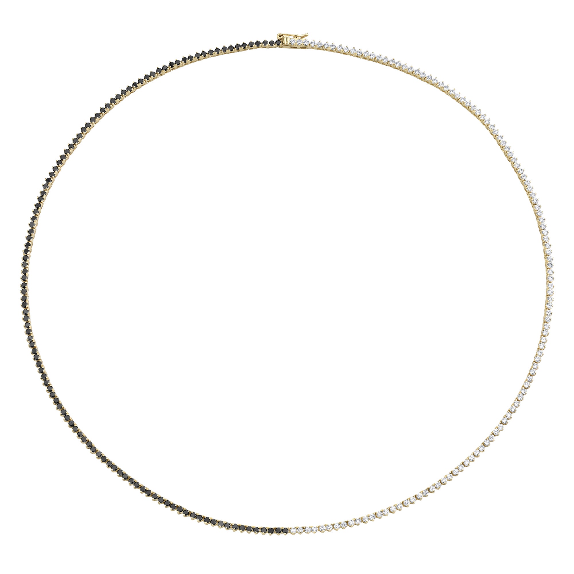 Half White Diamond and Black Diamond Tennis Necklace