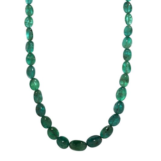 Emerald Oval Bead Necklace - Main Img
