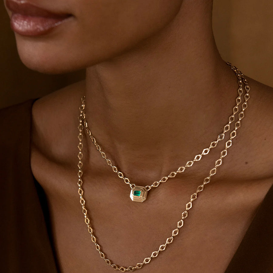 Azlee Lozenge Link Chain - Necklaces - Broken English Jewelry on model