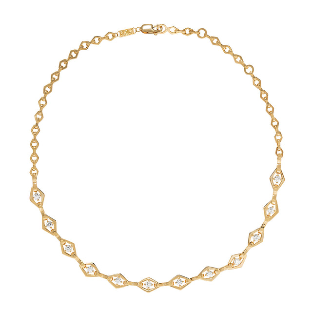 Azlee Lozenge Link Chain - Necklaces - Broken English Jewelry top view