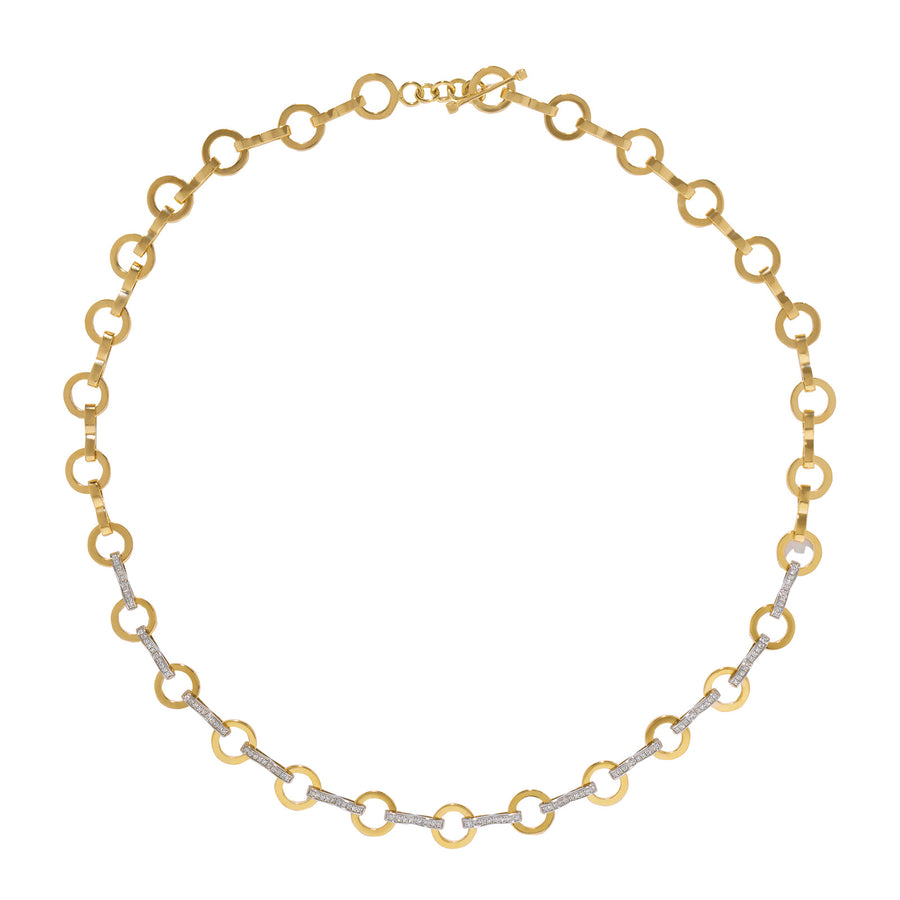 Azlee Heavy Circle Link Pave Chain - Necklaces - Broken English Jewelry, top view