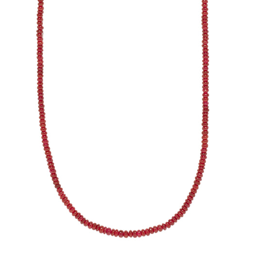 Adjustable Small Bead Necklace - Ruby