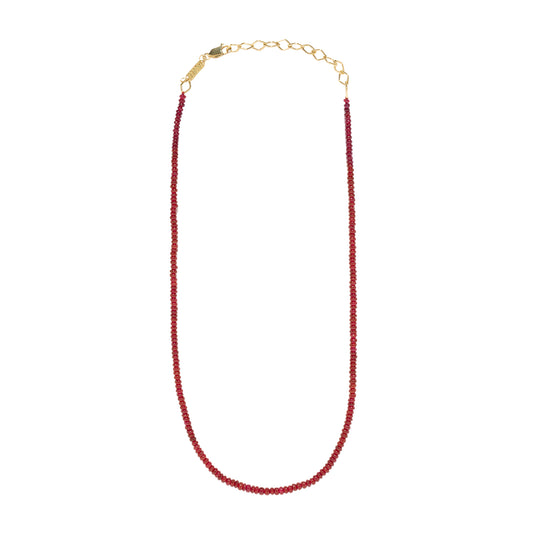 Adjustable Small Bead Necklace - Ruby - Main Img