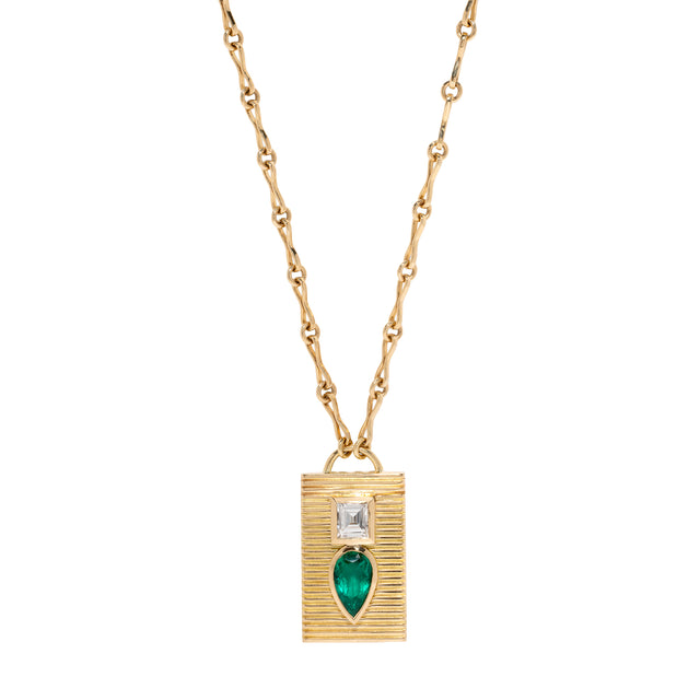 Diamond and Emerald Vintage Duet Necklace