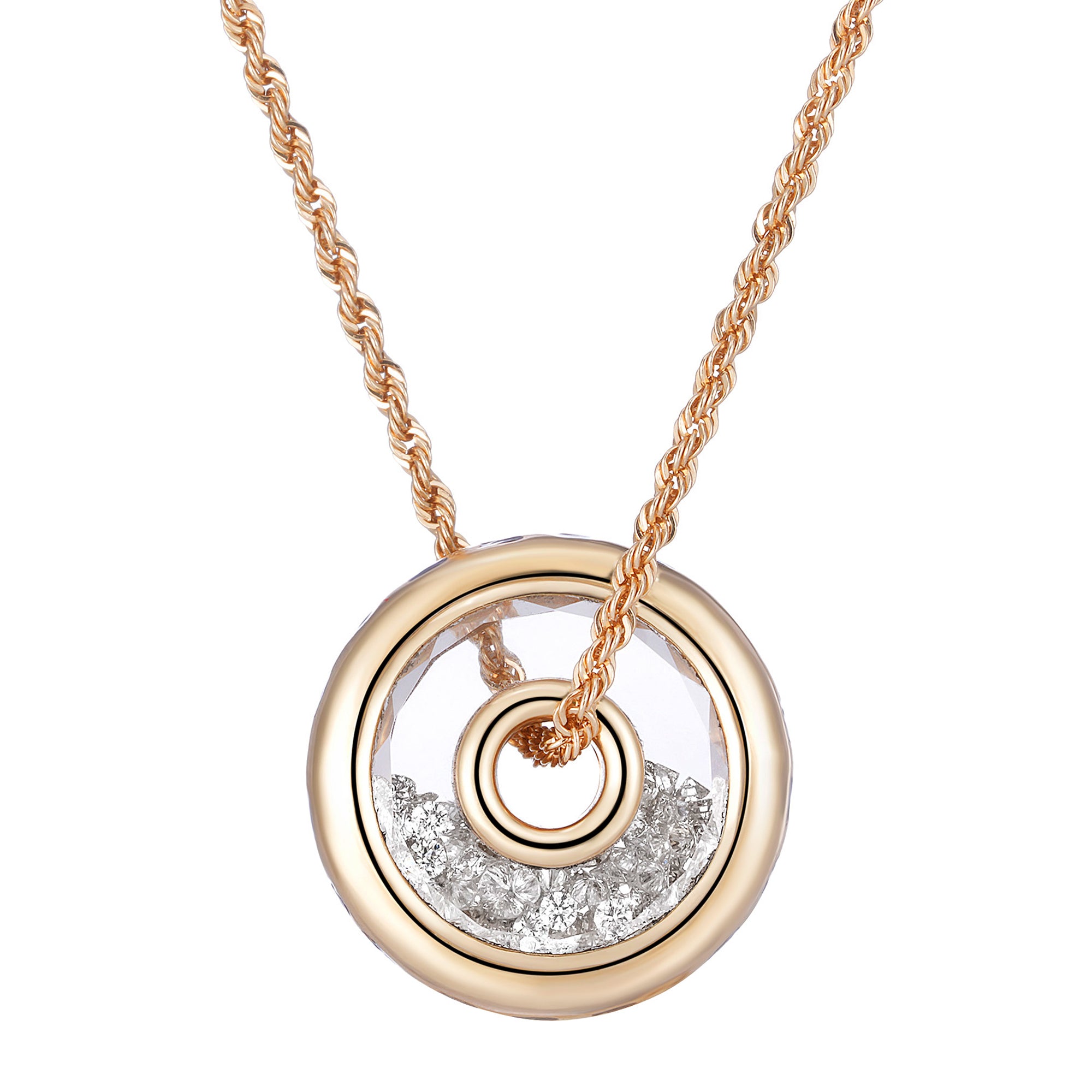 Diamond Kaleidoscope Shaker Palavras Rope Chain Necklace