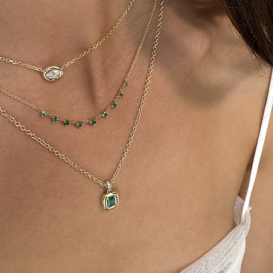 Carbon & Hyde Emerald Luna Necklace - Necklaces - Broken English Jewelry on model
