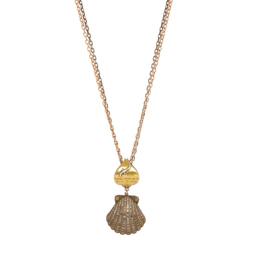Micro Mosaic Oyster Pendant Necklace
