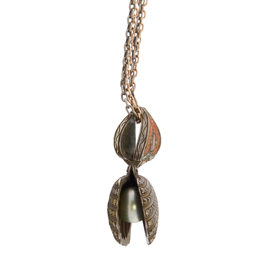 Sevan Bıçakçı Micro Mosaic Oyster Pendant Necklace - Necklaces - Broken English Jewelry side view
