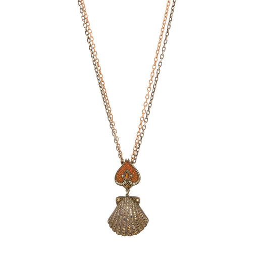 Micro Mosaic Oyster Pendant Necklace - Main Img