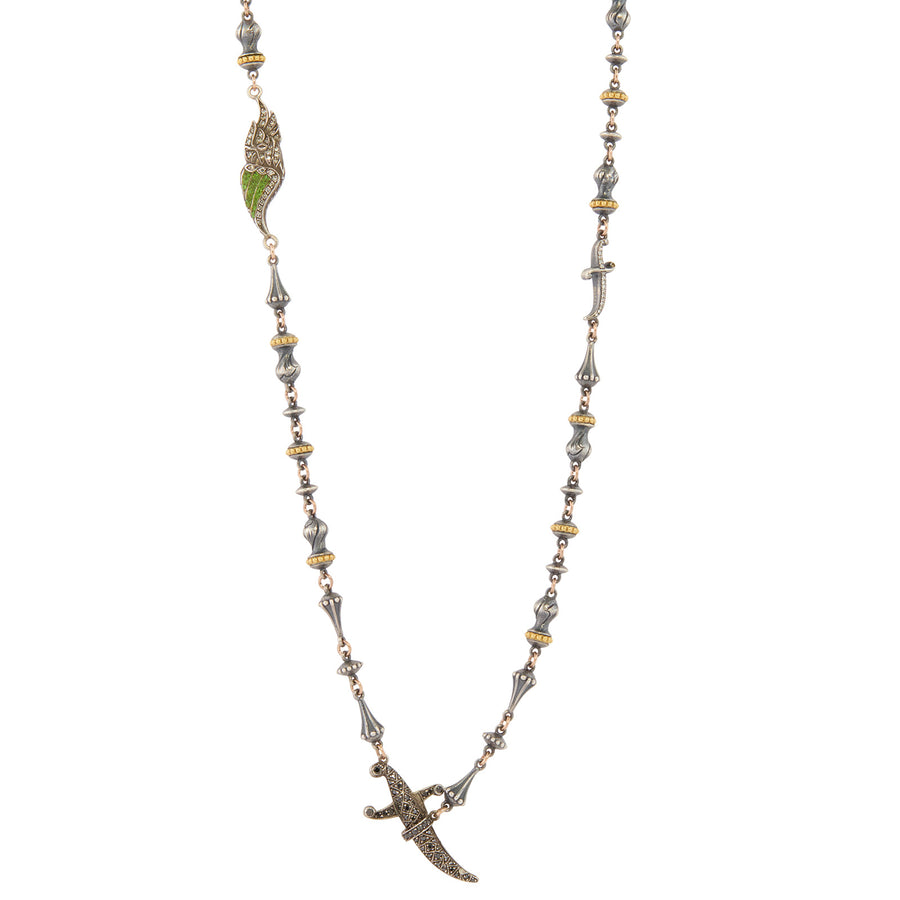 Sevan Bıçakçı Green Garnet Finial Dagger Necklace - Necklaces - Broken English Jewelry