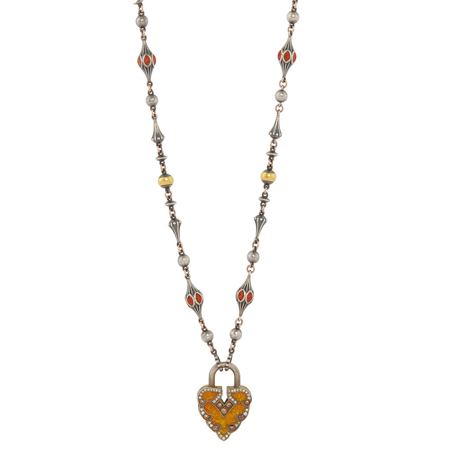 Sevan Bıçakçı Aspen Leaf Micro Mosaic Padlock - Charms & Pendants - Broken English Jewelry on chain