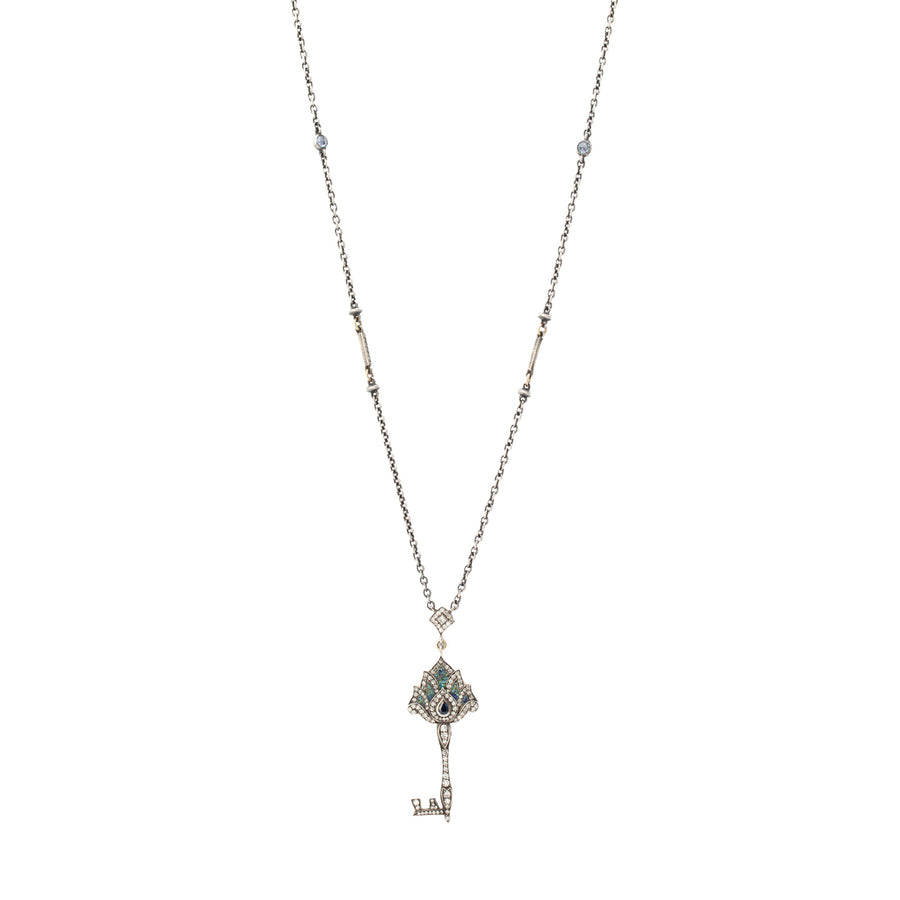 Sevan Bıçakçı Malachite Micro Mosaic Key Pendant Necklace - Necklaces - Broken English Jewelry