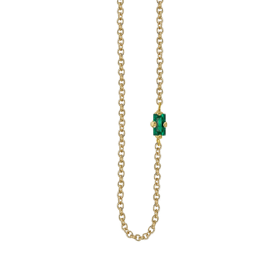 Lizzie Mandler Emerald Baguette Floating Necklace - Necklaces - Broken English Jewelry