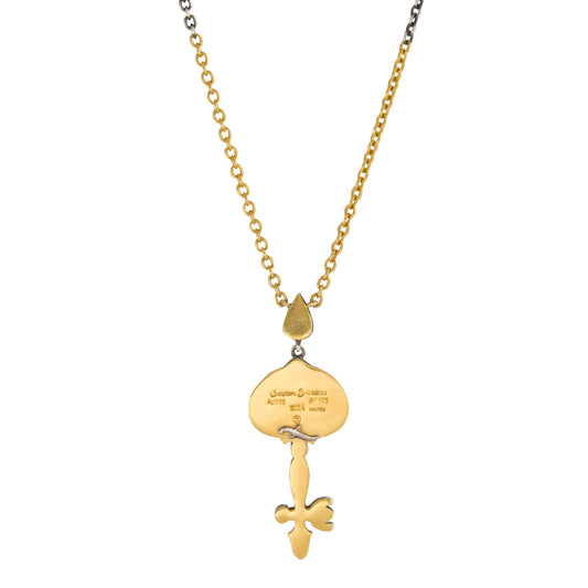 Delicate Green Micro Mosiac Key Pendant Necklace