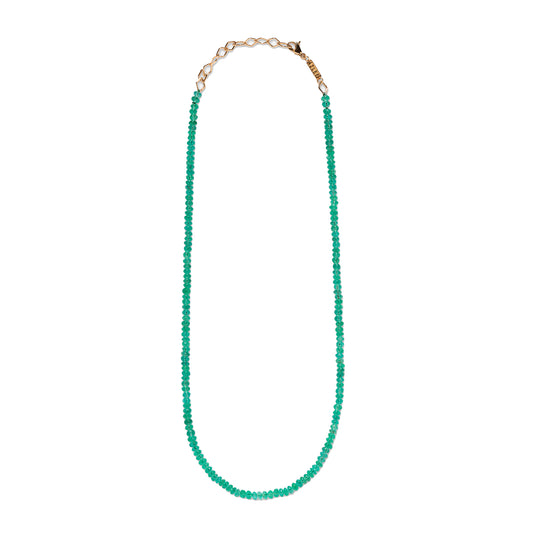 Adjustable Small Bead Necklace - Emerald - Main Img