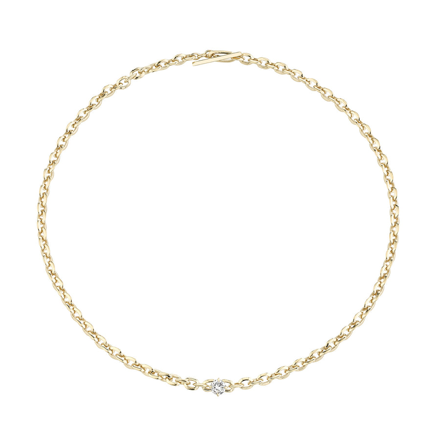 Lizzie Mandler XS Round Diamond Center Knife Edge Link Necklace - Necklaces - Broken English Jewelry